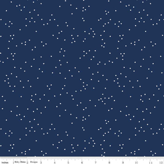 Blossoms Navy Yardage  for RBD C715 NAVY- PRICE PER 1/2 YARD