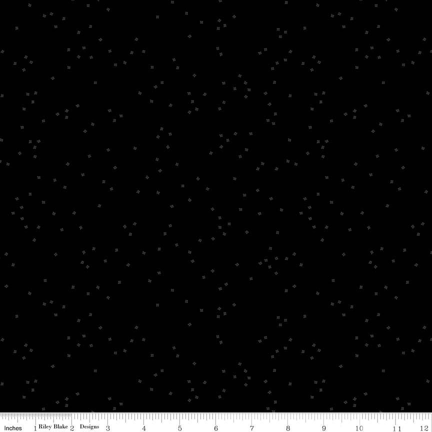 Blossoms Tone on Tone Black Yardage for RBD- C725 BLACK - PRICE PER 1/2 YARD