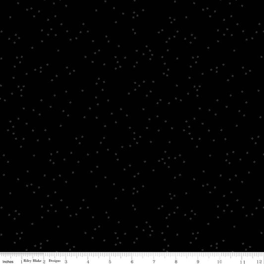 Blossoms Tone on Tone Black Yardage for RBD- C725 BLACK - PRICE PER 1/2 YARD