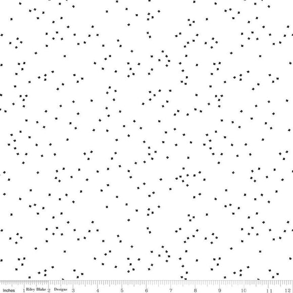 Blossoms on White in Color Black Yardage for RBD-C730-BLACK- PRICE PER 1/2 YARD