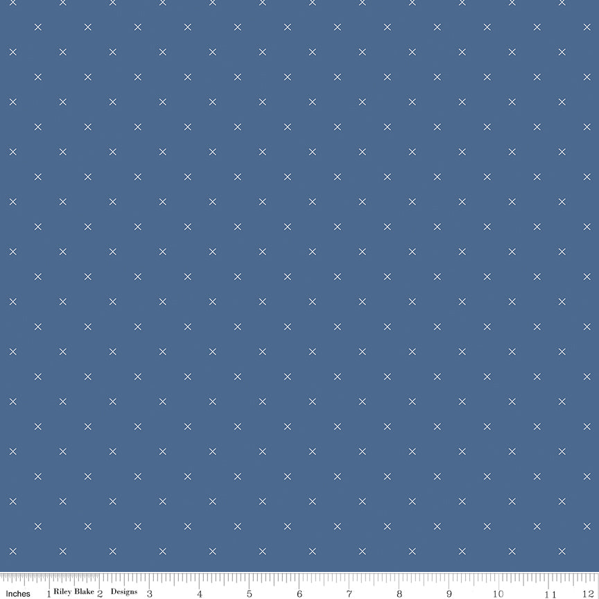 Bee Cross Stitch in Color Denim Yardage for RBD-C745 DENIM - PRICE PER 1/2 YARD