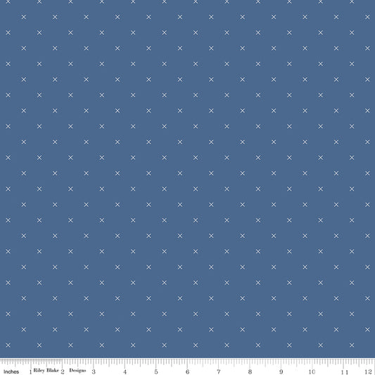 Bee Cross Stitch in Color Denim Yardage for RBD-C745 DENIM - PRICE PER 1/2 YARD