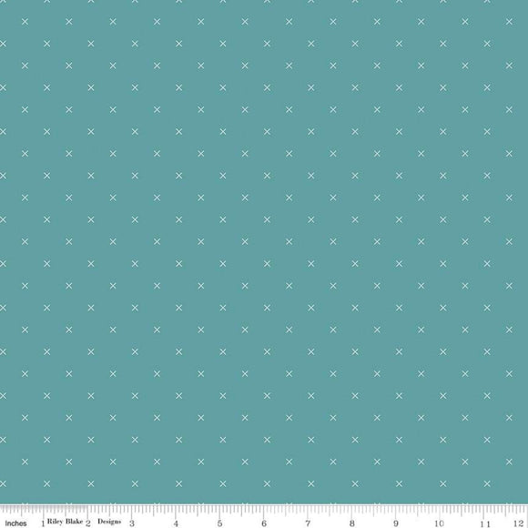 Bee Cross Stitch in Color Riley Teal Yardage for RBD-C745 RILEYTEAL - PRICE PER 1/2 YARD