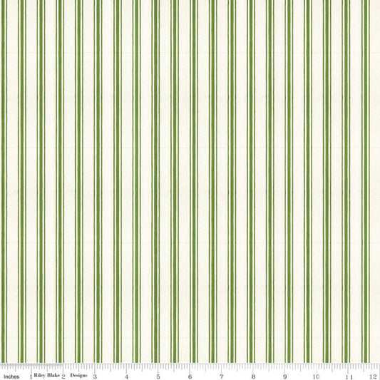 Snow Sweet Candy Cane Stripe Green Yardage by RBD for  C9670 GREEN- PRICE PER 1/2 YARD