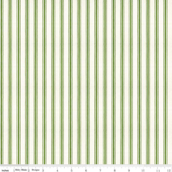 Snow Sweet Candy Cane Stripe Green Yardage by RBD for  C9670 GREEN- PRICE PER 1/2 YARD
