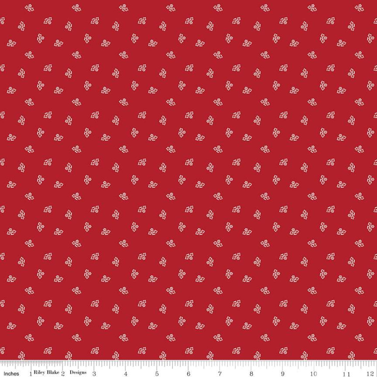 Prim Blossoms Barn Red Yardage by Lori Holt for RBD C9691 BARNRED - PRICE PER 1/2 YARD