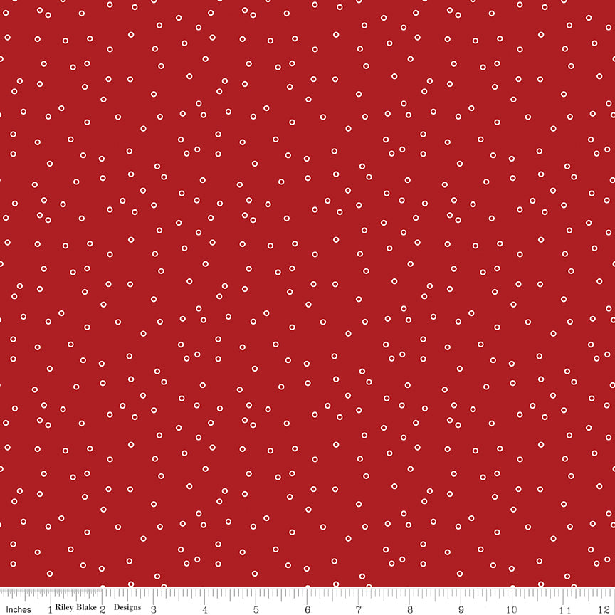 Prim Circles Barn Red Yardage by Lori Holt for RBD-C9693 BARN RED - PRICE PER 1/2 YARD