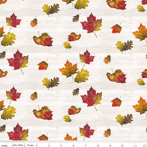 Fall Barn Quilts Leaf Toss Parchment Ydg for RBD CD12203 PARCHMENT - PRICE PER 1/2 YARD
