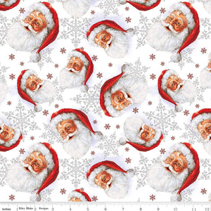 Picture A Christmas Santa Toss White Ydg for RBD CD12371 WHITE - PRICE PER 1/2 YARD