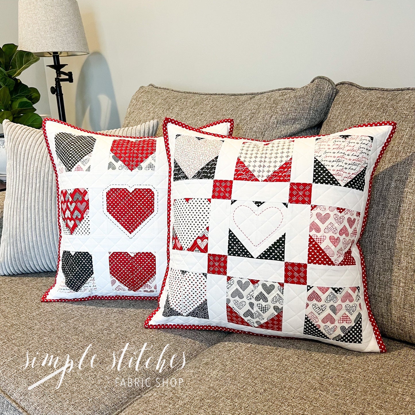 Flirty Hearts Pillow PDF Pattern