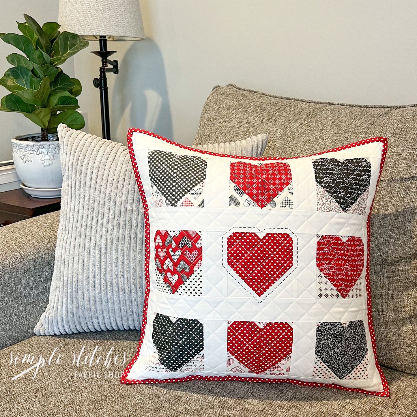 Flirty Hearts Pillow PDF Pattern