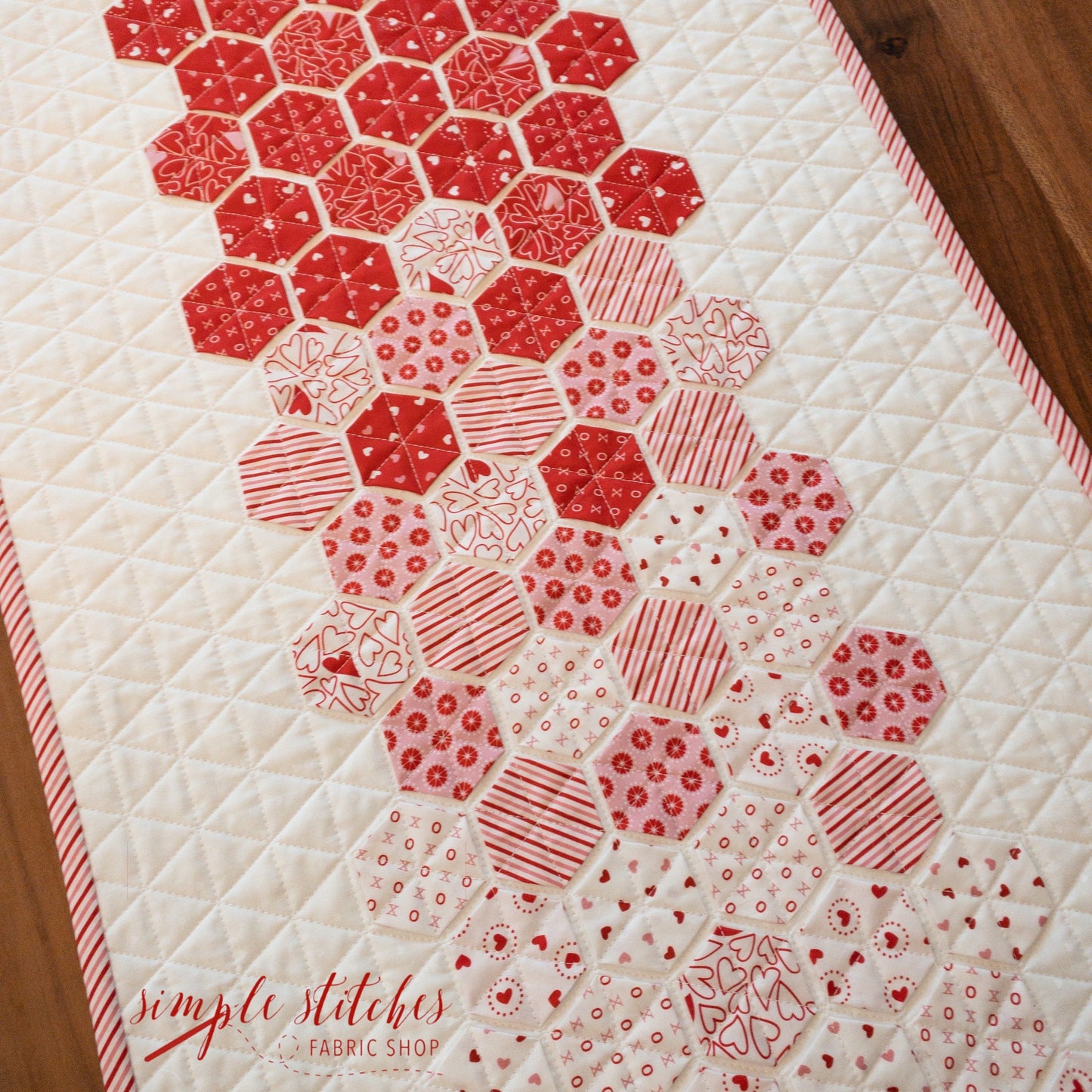 Valentine Hexie Runner Kit - White Backing
