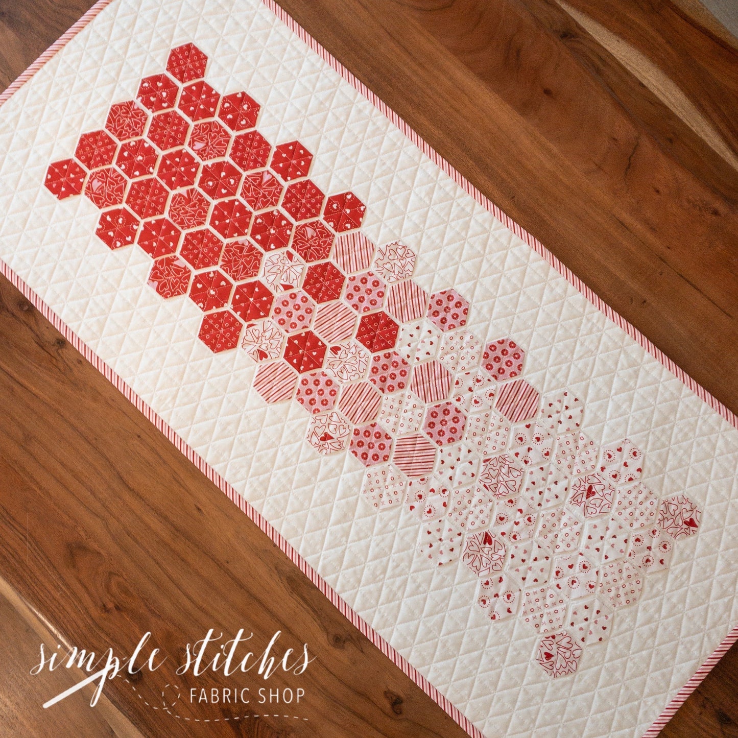 Valentine Hexie Runner Kit - White Backing
