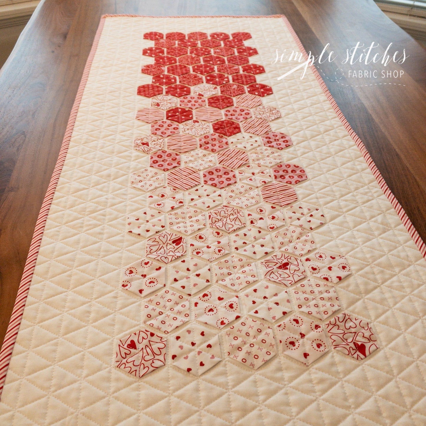 Valentine Hexie Runner Kit - White Backing