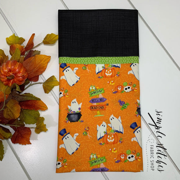 Ghost Trick or Treaters Orange Standard Pillowcase Kit with Free Pattern