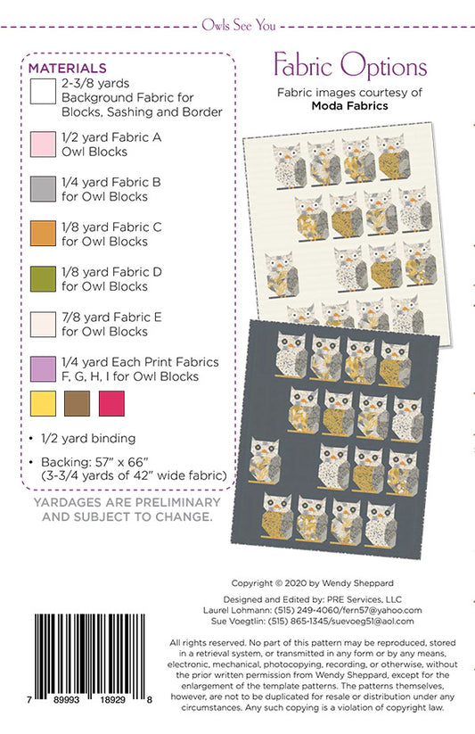 Owls See You Paper Pattern by Wendy Sheppard