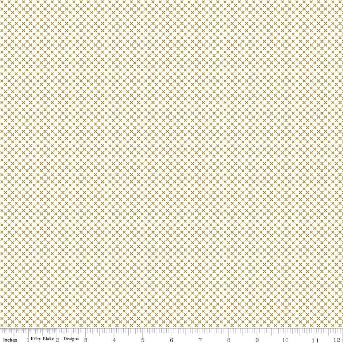Kisses on White with Gold Kisses Yardage for RBD-SC220 GOLD - PRICE PER 1/2 YARD