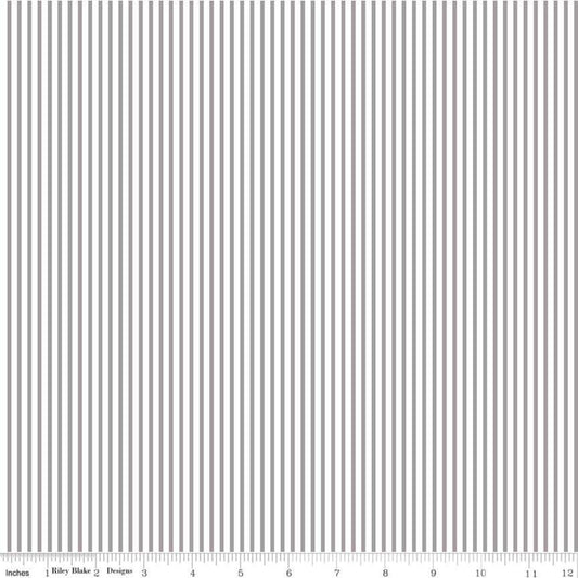 Small Stripe Silver Sparkle Yardage for Riley Blake Designs SC545-SILVER- PRICE PER 1/2 YARD
