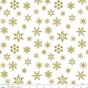 Snowflake Sparkle Gold Yardage by Doodlebug Designs for RBD-SC566 GOLD - PRICE PER 1/2 YARD