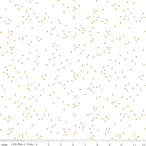 Blossoms on White with Gold Sparkle Yardage for RBD SC730 GOLD- PRICE PER 1/2 YARD