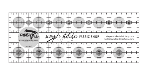 Creative Grids Ruler - 2.5" x 6.5" - w/ Simple Stitches Fabric Shop Logo