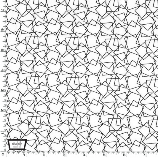 Black & White Stack White Ydg for Michael Miller - CX8170 WHITE - PRICE PER 1/2 YARD