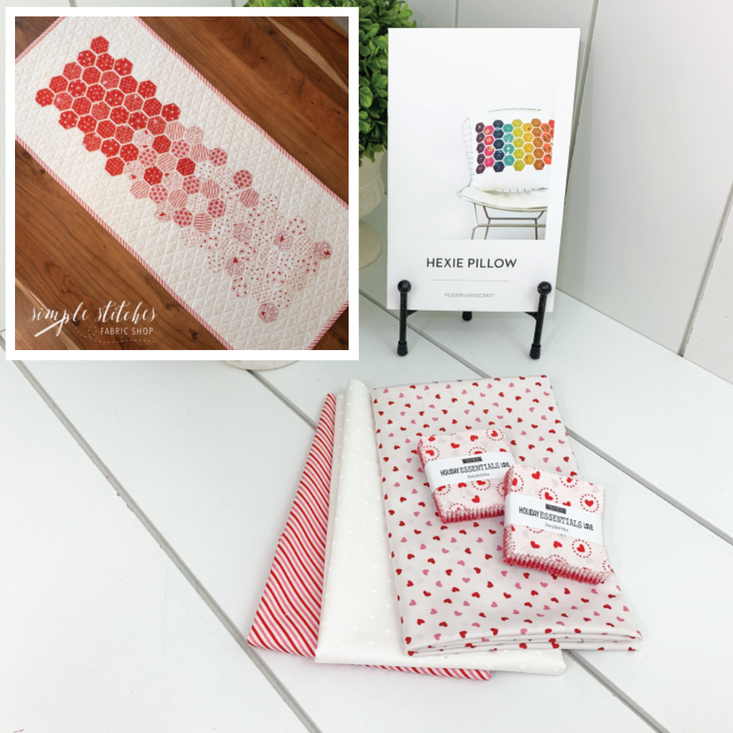 Valentine Hexie Runner Kit - White Backing