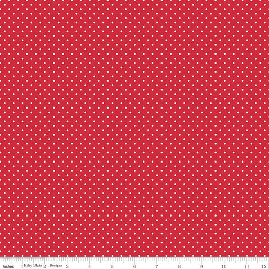 Swiss Dot Red Yardage by RBD for Riley Blake Designs C670-80 - PRICE PER 1/2 YARD