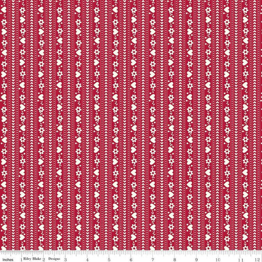 Gretel Stripe Red Yardage for RBD C7835- PRICE PER 1/2 YARD