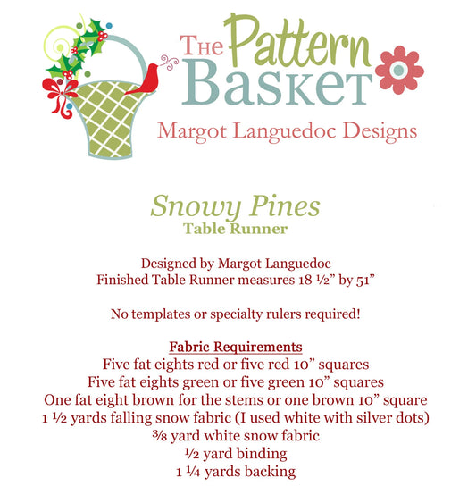 Snowy Pines Table Runner Paper Pattern by The Pattern Basket